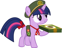 Size: 12808x9872 | Tagged: safe, artist:cyanlightning, twilight sparkle, pony, unicorn, g4, .svg available, absurd resolution, cap, cookie, cute, cyan's filly guides, female, filly, filly guides, filly twilight sparkle, food, hat, holding, ribbon, simple background, solo, transparent background, twiabetes, vector, younger