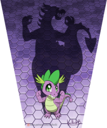 Size: 900x1074 | Tagged: safe, artist:inuhoshi-to-darkpen, spike, dragon, equestria daily, g4, cute, flexing, grin, looking at you, looking up, looking up at you, male, pose, scales, shadow, showing off, signature, smiling, solo, spikabetes, spike day, spikezilla