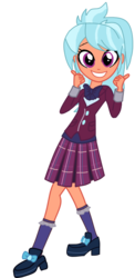 Size: 359x735 | Tagged: safe, frosty orange, equestria girls, g4, my little pony equestria girls: friendship games, background human, bowtie, clothes, cropped, crystal prep academy uniform, cute, female, high heels, plaid skirt, pleated skirt, school uniform, shoes, simple background, skirt, socks, solo, transparent background
