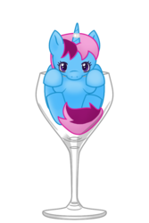 Size: 601x900 | Tagged: safe, artist:rilefelt, oc, oc only, oc:parcly taxel, alicorn, pony, alicorn oc, cup, cup of pony, glass, horn, horn ring, looking at you, micro, simple background, solo, transparent background, wine glass