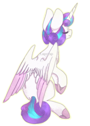 Size: 500x700 | Tagged: safe, artist:laps-sp, princess flurry heart, pony, g4, eyes closed, female, older, simple background, sitting, smiling, solo, spread wings, transparent background