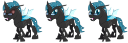 Size: 4500x1528 | Tagged: safe, artist:sketchmcreations, oc, oc only, oc:sketch mythos, changeling, blue changeling, changeling oc, changelingified, glasses, high res, simple background, species swap, transparent background, vector