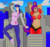 Size: 1024x969 | Tagged: safe, artist:whitestormclouds, twilight sparkle, genie, human, g4, city, crossover, dancing, giantess, humanized, macro, shantae, shantae (character)