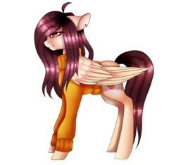 Size: 1600x1500 | Tagged: safe, artist:minelvi, oc, oc only, pegasus, pony, clothes, colored pupils, ear piercing, earring, eyelashes, female, jewelry, mare, pegasus oc, piercing, signature, simple background, smiling, solo, sweater, transparent background, wings