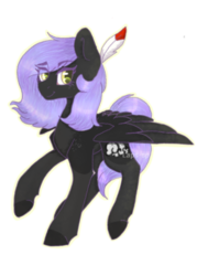 Size: 400x560 | Tagged: safe, artist:laps-sp, oc, oc only, oc:cloudy night, pegasus, pony, :t, eye clipping through hair, eyebrows, eyebrows visible through hair, feather in hair, female, freckles, looking at you, mare, raised hoof, raised leg, shoulder freckles, simple background, smiling, solo, spread wings, transparent background, wings