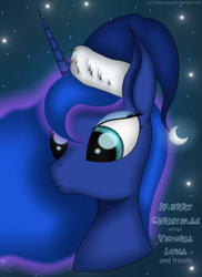 Size: 1700x2338 | Tagged: safe, artist:victoria-luna, princess luna, pony, g4, female, hat, night, santa hat, solo