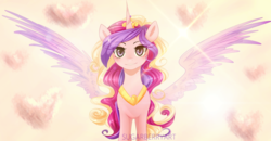 Size: 1600x834 | Tagged: safe, artist:sugarberry, princess cadance, pony, g4, cute, cutedance, female, long hair, looking at you, smiling, solo, spread wings