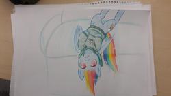 Size: 2000x1125 | Tagged: safe, artist:sachiko765, rainbow dash, pony, g4, clothes, couch, cute, female, hoodie, solo, traditional art