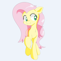 Size: 2953x2953 | Tagged: safe, artist:ando, fluttershy, pegasus, pony, g4, female, high res, looking away, looking down, raised hoof, simple background, solo, white background