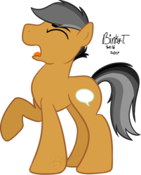 Size: 1098x1364 | Tagged: safe, artist:binkyt11, artist:dashiesparkle, quibble pants, pony, g4, male, medibang paint, open mouth, raised hoof, simple background, solo, transparent background