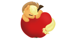 Size: 1024x546 | Tagged: safe, artist:mimicproductions, applejack, earth pony, pony, g4, apple, female, food, simple background, solo, that pony sure does love apples, transparent background