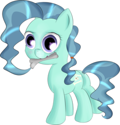 Size: 1458x1524 | Tagged: safe, artist:brok-enwings, petunia paleo, pony, g4, bone, female, mouth hold, simple background, solo, transparent background