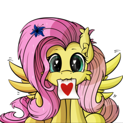 Size: 900x900 | Tagged: safe, artist:sentireaeris, fluttershy, pony, g4, :3, cheek fluff, cute, ear fluff, female, flower, flower in hair, heart, heart eyes, looking at you, messy mane, note, shyabetes, simple background, solo, sparkles, transparent background, wide eyes, wingding eyes