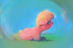 Size: 5000x3311 | Tagged: safe, artist:sharpieboss, big macintosh, earth pony, pony, g4, absurd resolution, looking at you, looking back, male, prone, rear view, solo, stallion