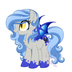 Size: 1600x1600 | Tagged: safe, artist:pvrii, oc, oc only, oc:midnight radiance, bat pony, pony, chest fluff, female, mare, simple background, smiling, solo, style emulation, transparent background