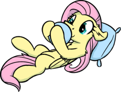 Size: 1367x1038 | Tagged: safe, artist:moemneop, fluttershy, pegasus, pony, g4, ball, chest fluff, cute, ear fluff, female, fluffy, pillow, shyabetes, simple background, solo, transparent background