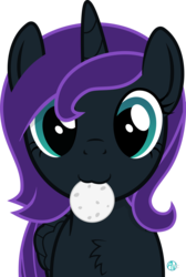 Size: 1959x2920 | Tagged: safe, artist:arifproject, oc, oc only, oc:nyx, alicorn, pony, arif's scrunchy pone, chest fluff, cute, edible heavenly object, looking at you, moon, nom, nyxabetes, simple background, solo, tangible heavenly object, transparent background