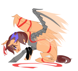 Size: 1024x931 | Tagged: safe, artist:basykail, oc, oc only, cyborg, pegasus, pony, amputee, augmented, clothes, fishnet stockings, male, panties, prosthetic limb, prosthetic wing, prosthetics, simple background, socks, solo, stallion, stockings, thigh highs, transparent background, underwear