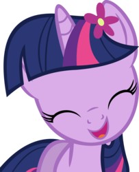 Size: 10051x12396 | Tagged: safe, artist:cyanlightning, twilight sparkle, pony, unicorn, .svg available, absurd resolution, cute, eyes closed, female, flower, flower in hair, head tilt, mare, simple background, smiling, solo, transparent background, twiabetes, vector
