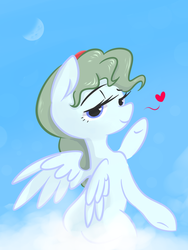 Size: 768x1024 | Tagged: safe, artist:vincentjiang0v0, oc, oc only, pony, cloud, heart, moon, solo