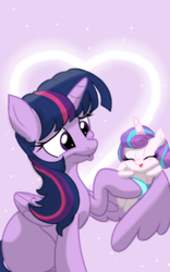 Size: 1200x1920 | Tagged: safe, artist:theroyalprincesses, princess flurry heart, twilight sparkle, alicorn, pony, g4, aunt and niece, auntie twilight, baby, baby pony, cute, diaper, duo, eyes closed, flurrybetes, laughing, missing cutie mark, open mouth, sitting, tickling, twilight sparkle (alicorn), wing hands, wing hold