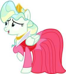 Size: 898x1001 | Tagged: safe, artist:cloudyglow, vapor trail, pony, top bolt, clothes, clothes swap, cosplay, costume, crossover, crown, disney, dress, jewelry, open mouth, pink dress, princess aurora, raised hoof, regalia, simple background, sleeping beauty, smiling, solo, transparent background, vector