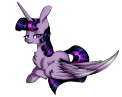 Size: 2500x2000 | Tagged: safe, artist:symphstudio, twilight sparkle, alicorn, pony, g4, chest fluff, female, high res, looking at you, prone, simple background, solo, transparent background, twilight sparkle (alicorn)