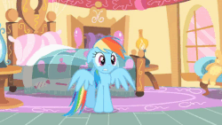 Size: 480x270 | Tagged: safe, screencap, gummy, rainbow dash, pony, g4, party of one, animated, balloon, bouncing, floppy ears, gif, youtube link