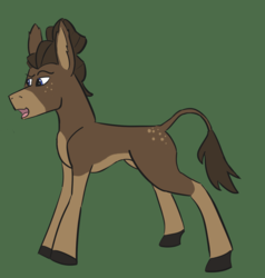 Size: 1518x1594 | Tagged: safe, artist:thedarksideofthefandom, oc, oc only, oc:klonk the donk, donkey, pony, ear fluff, green background, male, open mouth, simple background, smiling, solo
