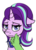 Size: 804x1115 | Tagged: safe, artist:duop-qoub, starlight glimmer, oc, oc:anon, human, pony, unicorn, g4, bust, cheek squish, collar, female, floppy ears, lidded eyes, looking at you, mare, offscreen character, pet glimmer, pony pet, portrait, simple background, solo focus, squishy cheeks, white background