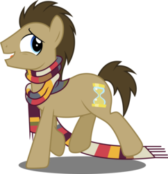 Size: 4830x5000 | Tagged: safe, artist:dashiesparkle, doctor whooves, time turner, earth pony, pony, g4, absurd resolution, clothes, fourth doctor's scarf, male, scarf, simple background, solo, stallion, striped scarf, transparent background, vector