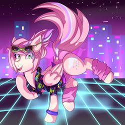 Size: 1700x1700 | Tagged: safe, artist:marshbreeze, oc, oc only, oc:sweet skies, pegasus, pony, clothes, dancing, solo, sunglasses