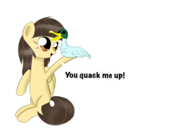 Size: 4000x3000 | Tagged: safe, artist:songbirdserenade, wild fire, duck, mallard, pegasus, pony, g4, blank flank, duo, female, male, mare, ponysona, pun, simple background, that pony sure does love ducks, transparent background