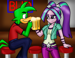 Size: 1645x1268 | Tagged: safe, artist:sonigoku, aria blaze, equestria girls, g4, my little pony equestria girls: rainbow rocks, alcohol, bean the dynamite, beer, crossover, nail polish, sonic the hedgehog, sonic the hedgehog (series)