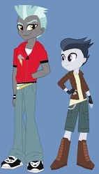 Size: 346x610 | Tagged: safe, artist:themunksandtheetts, rumble, thunderlane, equestria girls, g4, boots, brothers, clothes, equestria girls-ified, shoes, shorts, sneakers