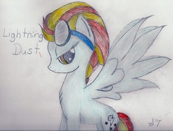 Size: 2010x1530 | Tagged: safe, artist:silversthreads, lightning dust, pegasus, pony, g4, female, sketch, solo