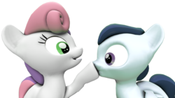 Size: 1920x1080 | Tagged: safe, artist:viranimation, rumble, sweetie belle, g4, 3d, boop, colt, duo, duo male and female, female, filly, foal, male, ship:rumbelle, shipping, simple background, source filmmaker, straight, transparent background