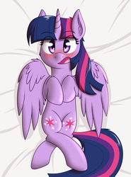 Size: 1552x2100 | Tagged: safe, artist:zogzor, twilight sparkle, alicorn, pony, g4, blushing, body pillow, body pillow design, both cutie marks, cute, dislocated legs, female, on back, open mouth, solo, twiabetes, twilight sparkle (alicorn)