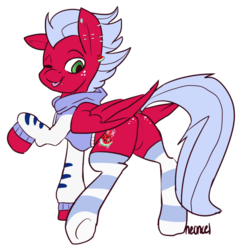 Size: 877x910 | Tagged: safe, artist:neoncel, oc, oc only, oc:melon frost, pegasus, pony, butt, butt freckles, clothes, dock, dock piercing, ear piercing, freckles, hoodie, one eye closed, piercing, plot, rear view, simple background, socks, solo, striped socks, tongue out, transparent background, wings, wink