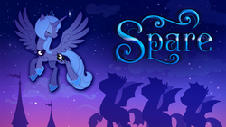 Size: 1920x1080 | Tagged: safe, artist:stasysolitude, princess luna, bat pony, pony, g4, flying, night, night guard, s1 luna, silhouette