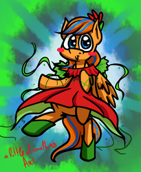 Size: 900x1100 | Tagged: safe, artist:alittleofsomething, oc, oc only, oc:cold front, pegasus, pony, bipedal, blushing, clothes, crossdressing, cute, dress, looking at you, ribbon, shoes, smiling, solo