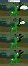 Size: 1280x2957 | Tagged: safe, artist:hummingway, oc, oc only, oc:feather hummingway, pony, ask-humming-way, forest, solo, tumblr