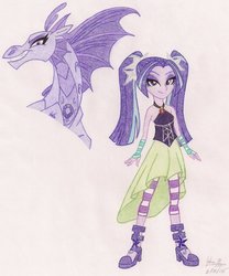 Size: 815x981 | Tagged: safe, artist:soulsliver249, aria blaze, siren, equestria girls, g4, clothes, evil smile, grin, shoes, sleeveless, smiling, traditional art