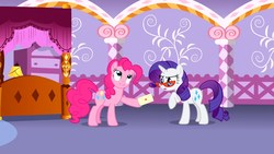 Size: 1920x1080 | Tagged: safe, screencap, pinkie pie, rarity, pony, canterlot boutique, g4, tape