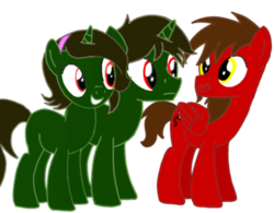 Size: 572x447 | Tagged: safe, artist:toyminator900, oc, oc only, oc:chip, oc:nahuelin, oc:nahuelina, pegasus, pony, unicorn, simple background, transparent background