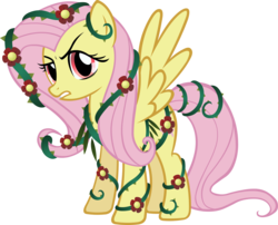 Size: 3000x2421 | Tagged: safe, artist:doctor-g, idw, fluttershy, pegasus, pony, g4, ponies of dark water, evil, female, flower, high res, idw showified, mare, poison ivy, poison ivyshy, simple background, solo, transparent background, vector, vine