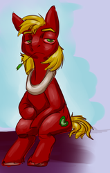 Size: 2231x3505 | Tagged: safe, artist:helloiamyourfriend, big macintosh, earth pony, pony, g4, high res, male, red eyes, sitting, sketch, solo, stallion, straw in mouth