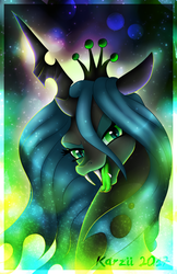 Size: 600x927 | Tagged: safe, artist:karzii, queen chrysalis, changeling, changeling queen, g4, bust, crown, female, green tongue, jewelry, portrait, regalia, solo, tongue out