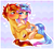 Size: 1024x935 | Tagged: safe, artist:zorbitas, oc, oc only, oc:gerhard, oc:legendary, earth pony, pegasus, pony, blushing, commission, couple, cute, female, goggles, heterochromia, kissing, male, mare, multicolored hair, oc x oc, ocbetes, shipping, smiling, snuggling, stallion, straight