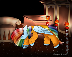 Size: 2500x2000 | Tagged: safe, artist:emanuelaa, rainbow dash, pony, g4, clothes, courtroom, crying, female, high res, jumpsuit, prison outfit, prisoner rd, sad, solo